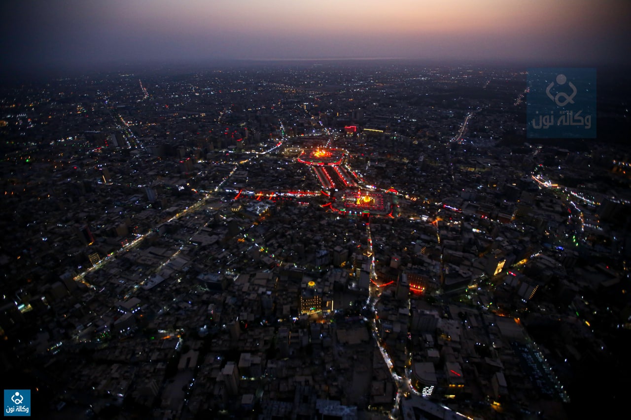 صور من الجو.. الحزن يخيّم على كربلاء الشهادة في ليلة عاشوراء