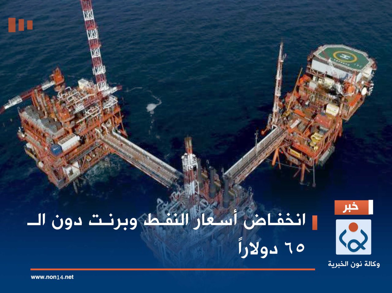 انخفاض أسعار النفط وبرنت دون الـ 65 دولاراً