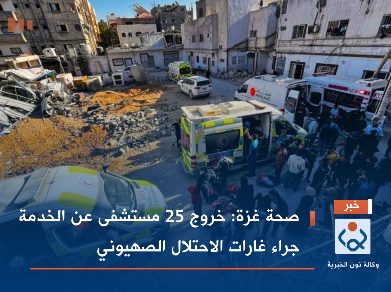 صحة غزة: خروج 25 مستشفى عن الخدمة جراء غارات الاحتلال الصهيوني