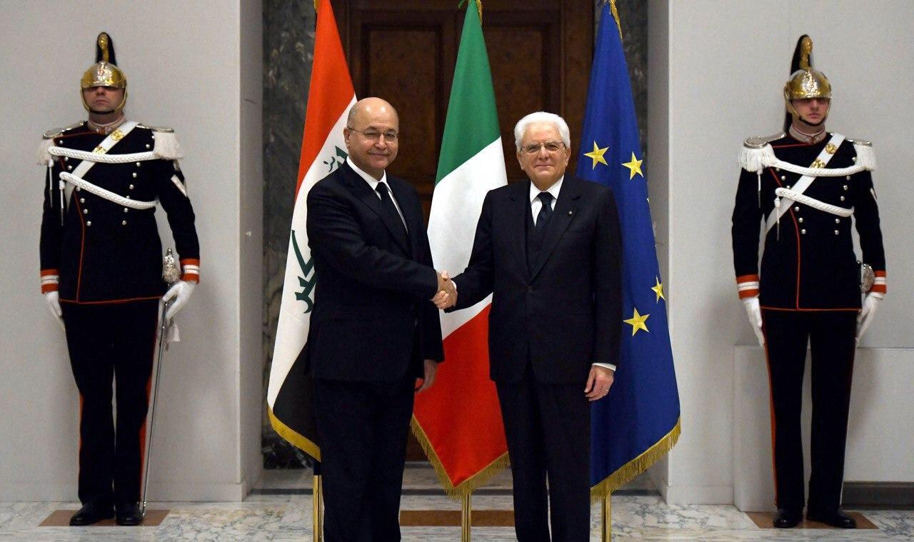 صالح يبحث مع نظيره الإيطالي إنهاء تواجد القوات الاجنبية بالعراق ويعود الى بغداد