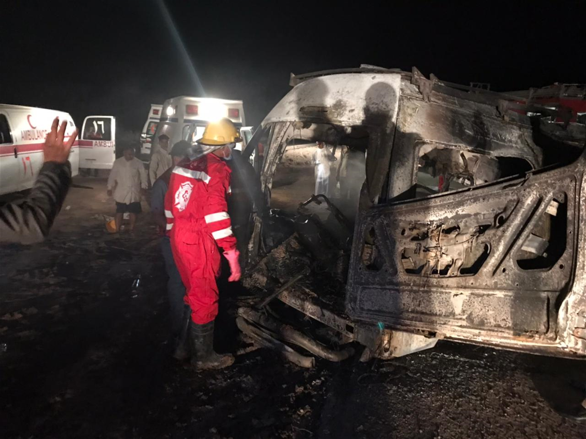 حادث مروري مروع يتسبب بوفاة 14 راكبا حرقاً في المثنى