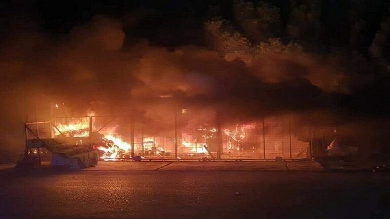 حريق في قاعدة الإمام علي الجوية جنوبي العراق