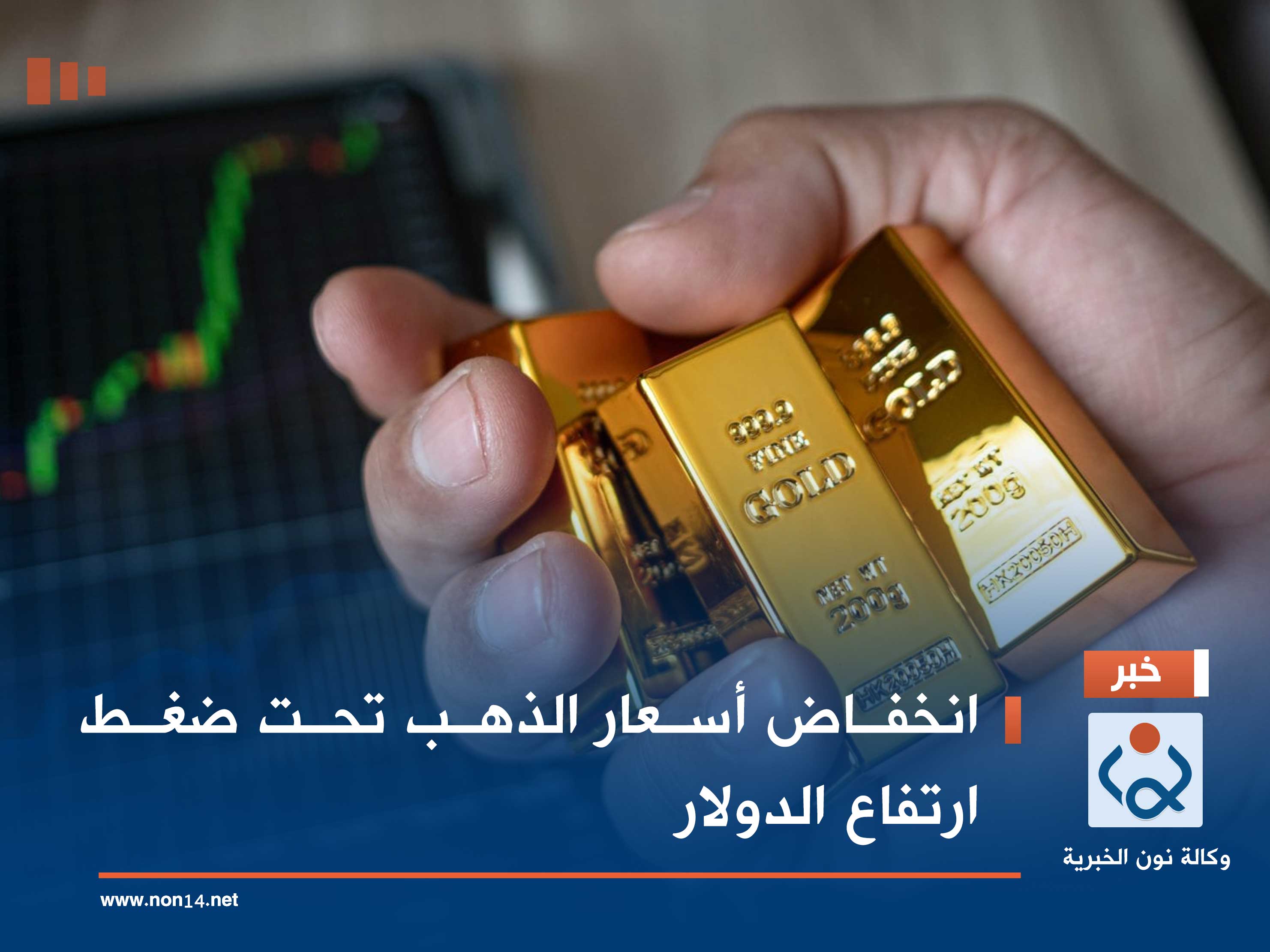 انخفاض أسعار الذهب تحت ضغط ارتفاع الدولار