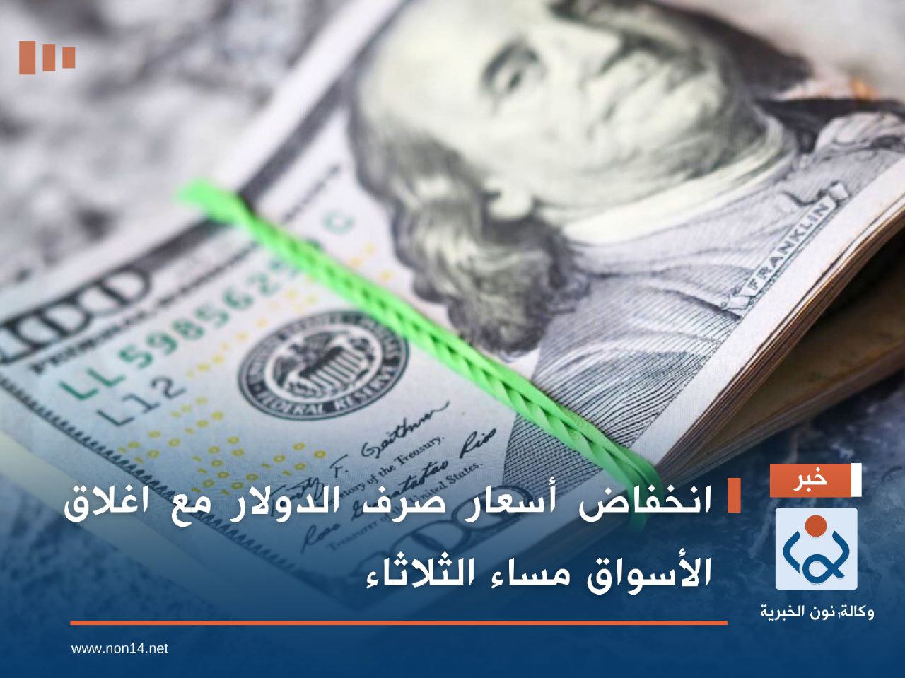 انخفاض أسعار صرف الدولار مع اغلاق الأسواق مساء الثلاثاء