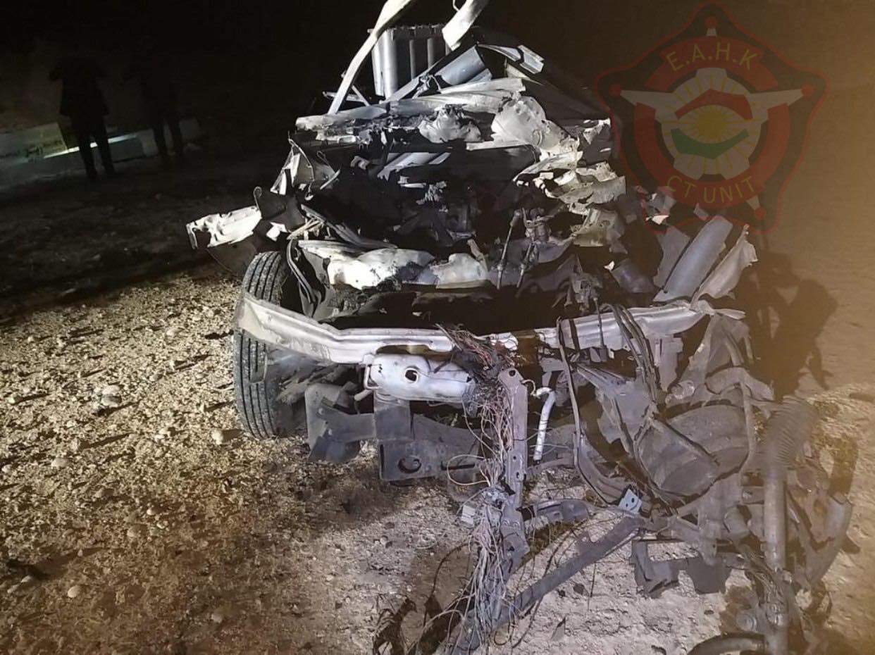 شاهد صور السيارة التي انطلقت منها صواريخ الهجوم على أربيل