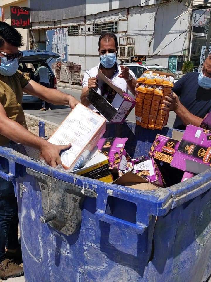 اتلاف مواد غذائية صلبة تجاوزت الـ ( 78 ) طن وأكثر من ( 26 ) ألف لتر من المواد السائٔلة في كربلاء