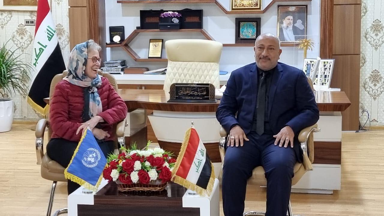 نائبة بلاسخارت تزور كربلاء وتتطلع على عدد من المشاريع المنجزة