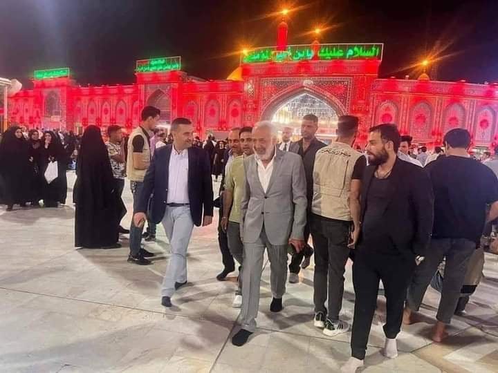 بالصور:الفنان السوري ايمن زيدان يزور مرقدي الحسين والعباس عليهما السلام في كربلاء